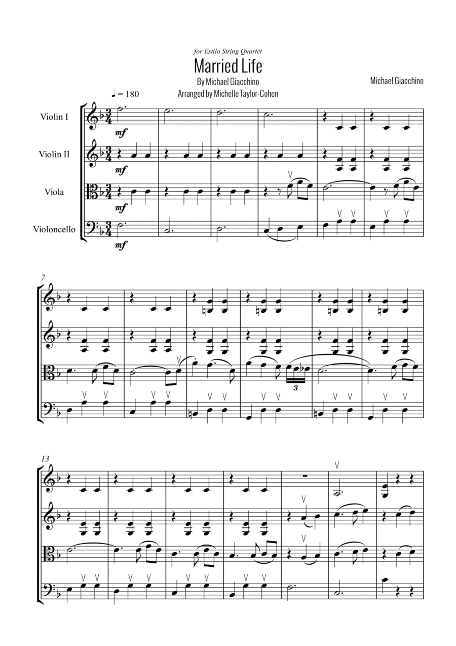 Married Life String Quartet scores gallery preview page 1
