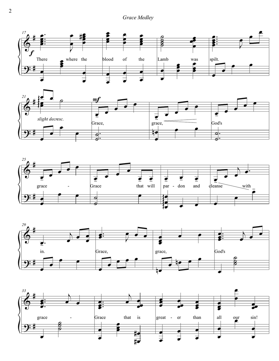 Grace Medley Piano Solo scores gallery preview page 2