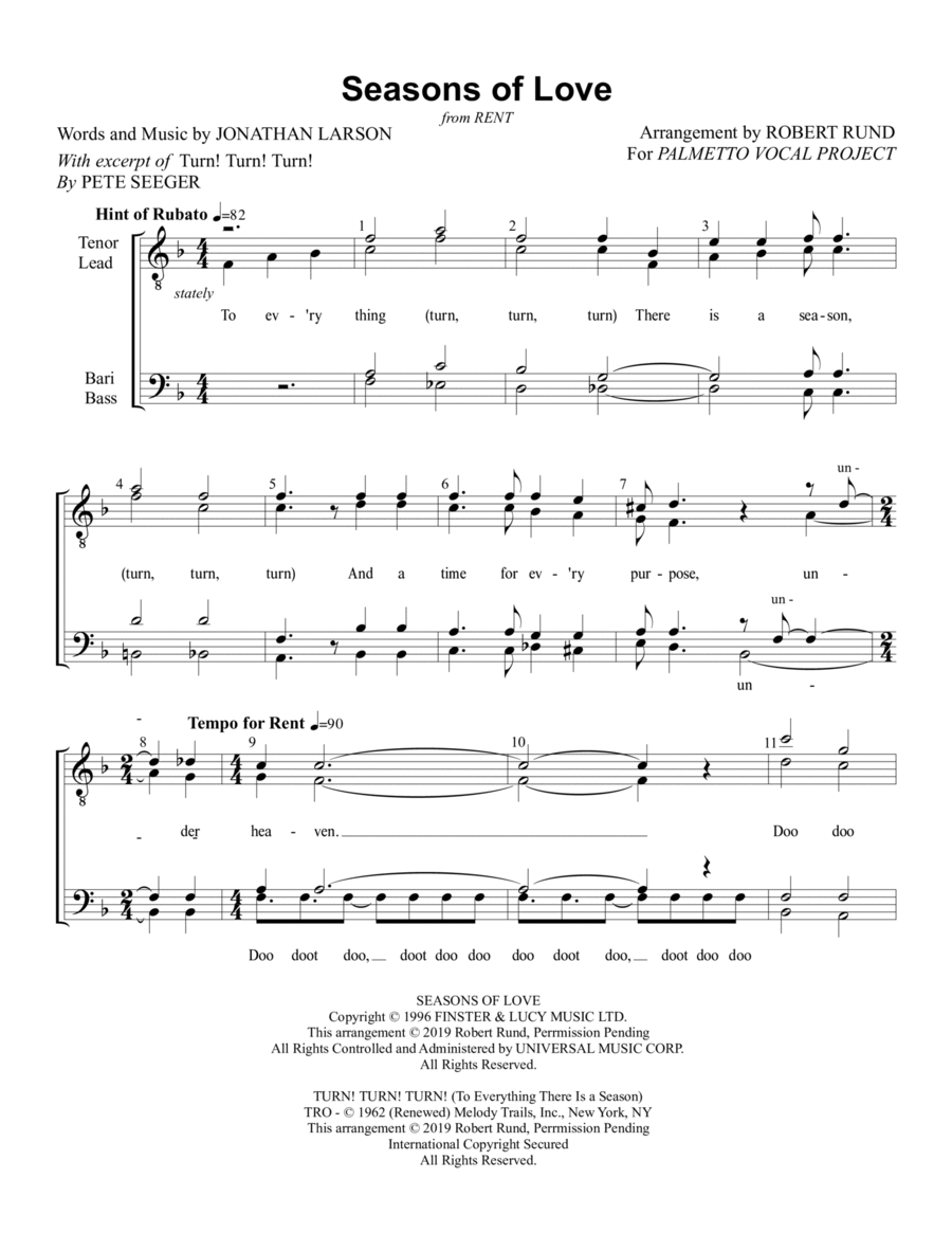 Seasons Of Love TTBB scores gallery preview page 1