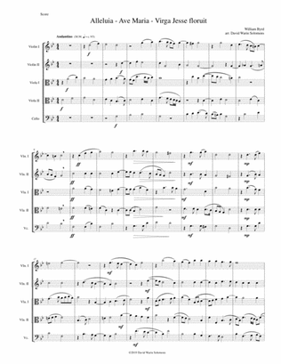 Alleluia - Ave Maria - Virga Jesse floruit arranged for string quintet (with 2 violas)