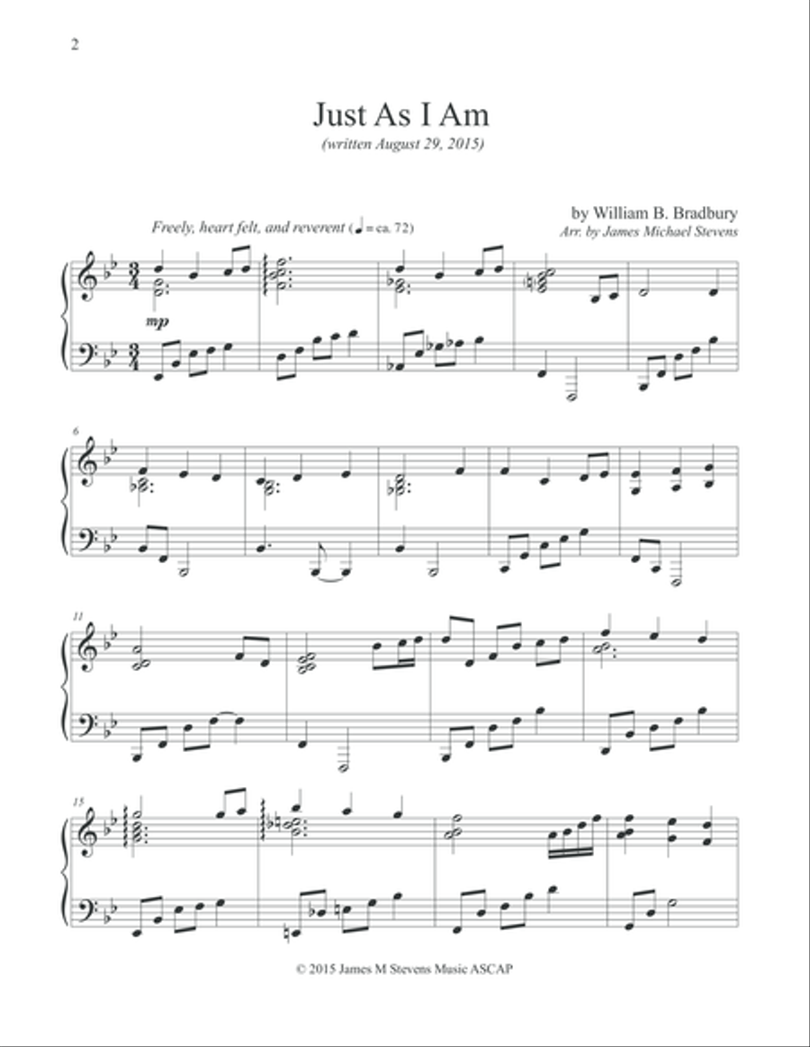 Just As I Am Piano Solo scores gallery preview page 2