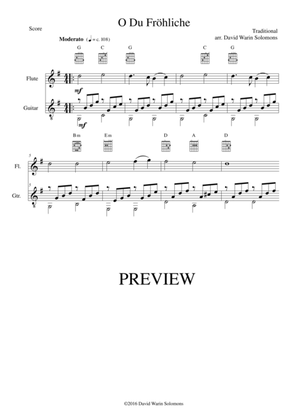 O du fröhliche (O Sanctissima) for flute and guitar (simple version)