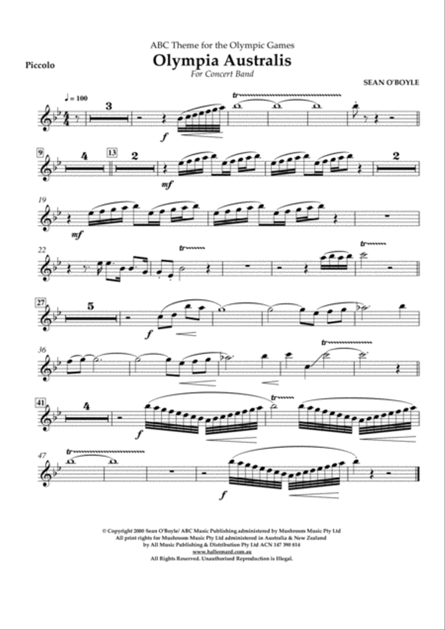 Olympia Australis (Concert Band) - Piccolo Concert Band scores gallery preview page 1