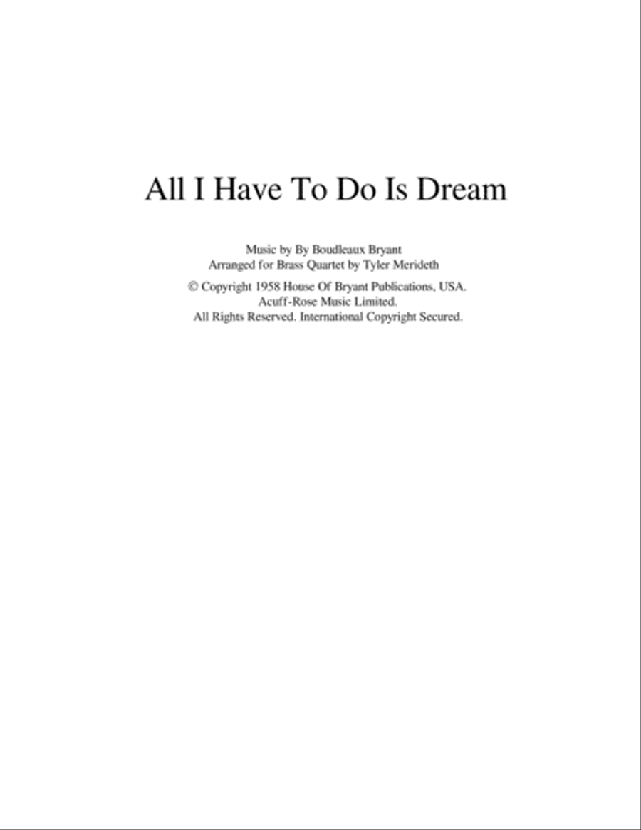 All I Have To Do Is Dream Brass Ensemble scores gallery preview page 1