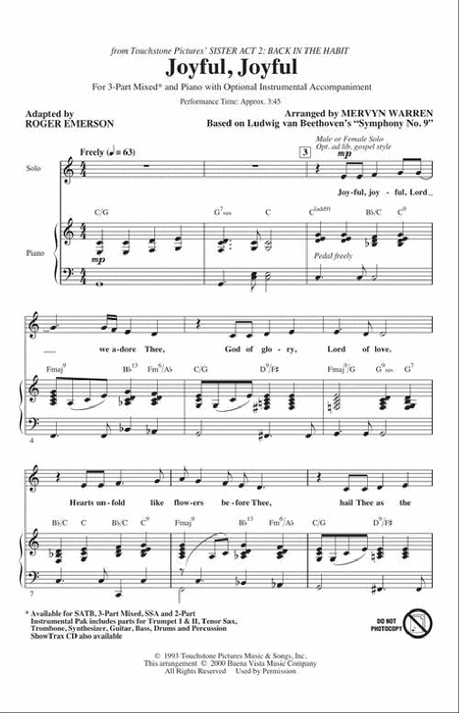 Joyful, Joyful 3-Part scores gallery preview page 3