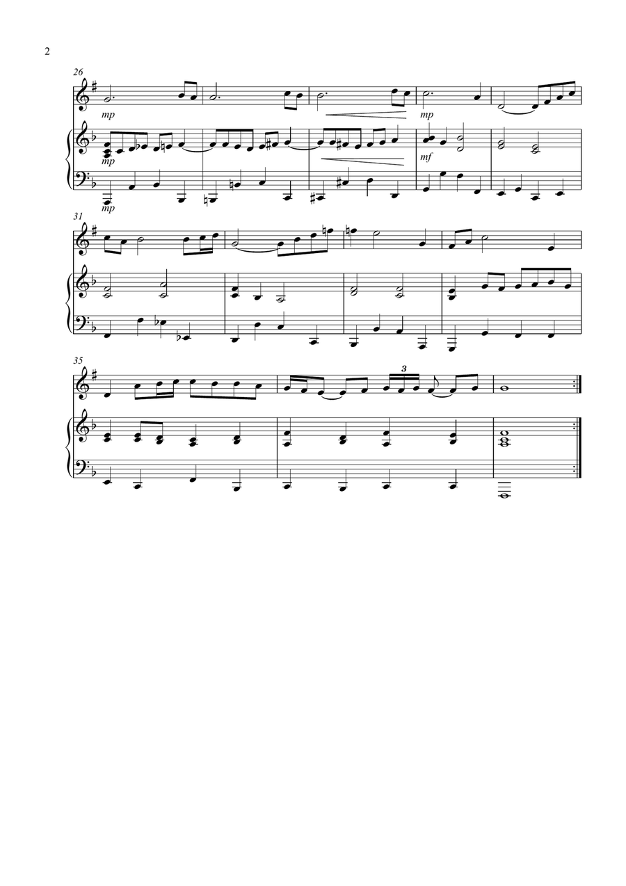 Air On A G String for Trumpet And Piano Trumpet Duet scores gallery preview page 2