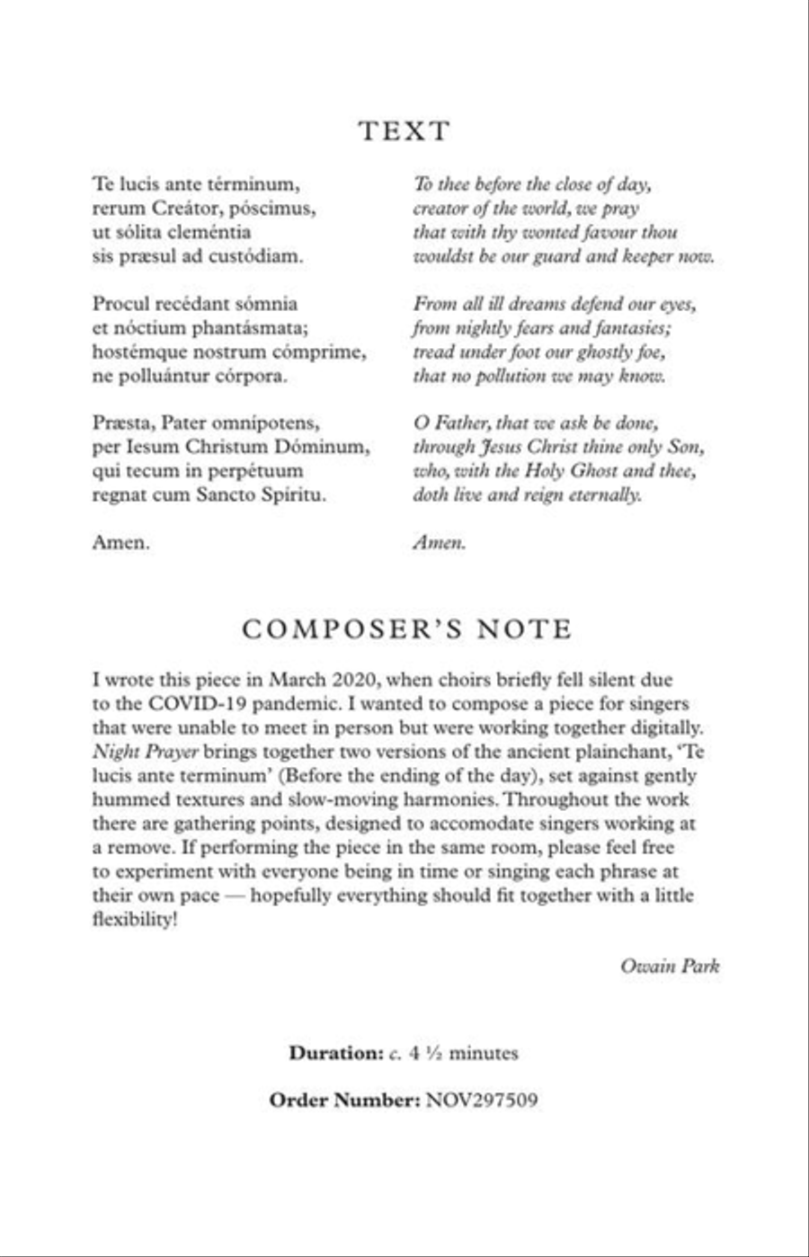 Night Prayer 4-Part scores gallery preview page 3