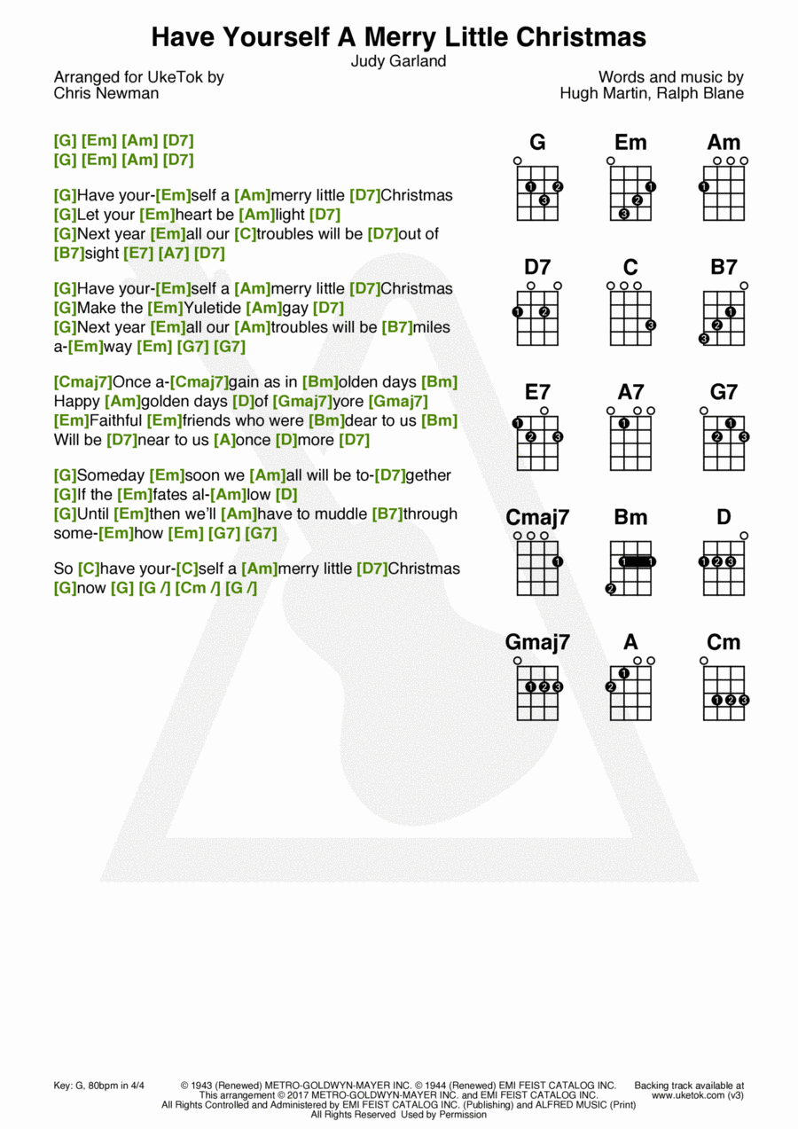 Have Yourself A Merry Little Christmas Ukulele scores gallery preview page 1