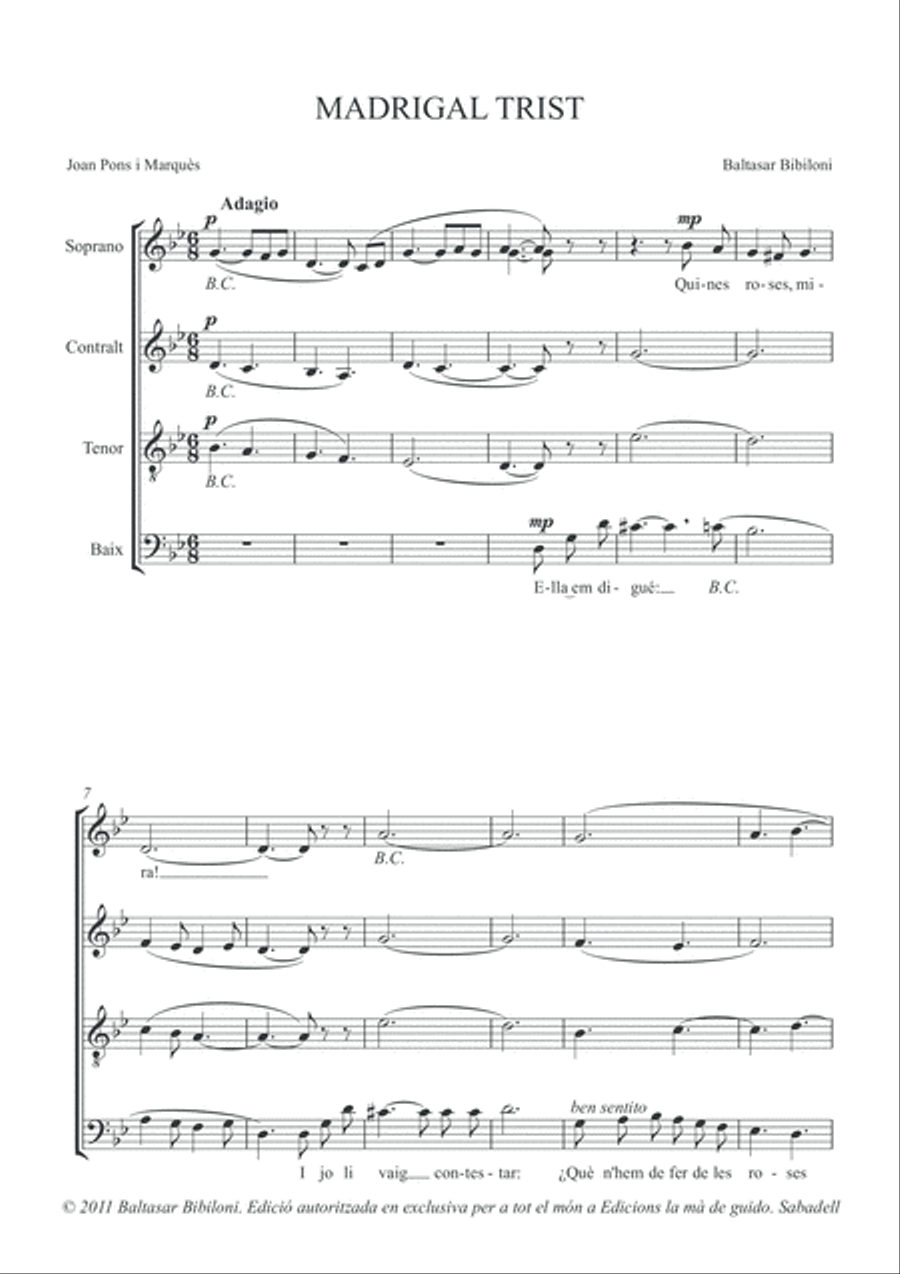 Madrigal trist Madrigal trist 4-Part scores gallery preview page 5