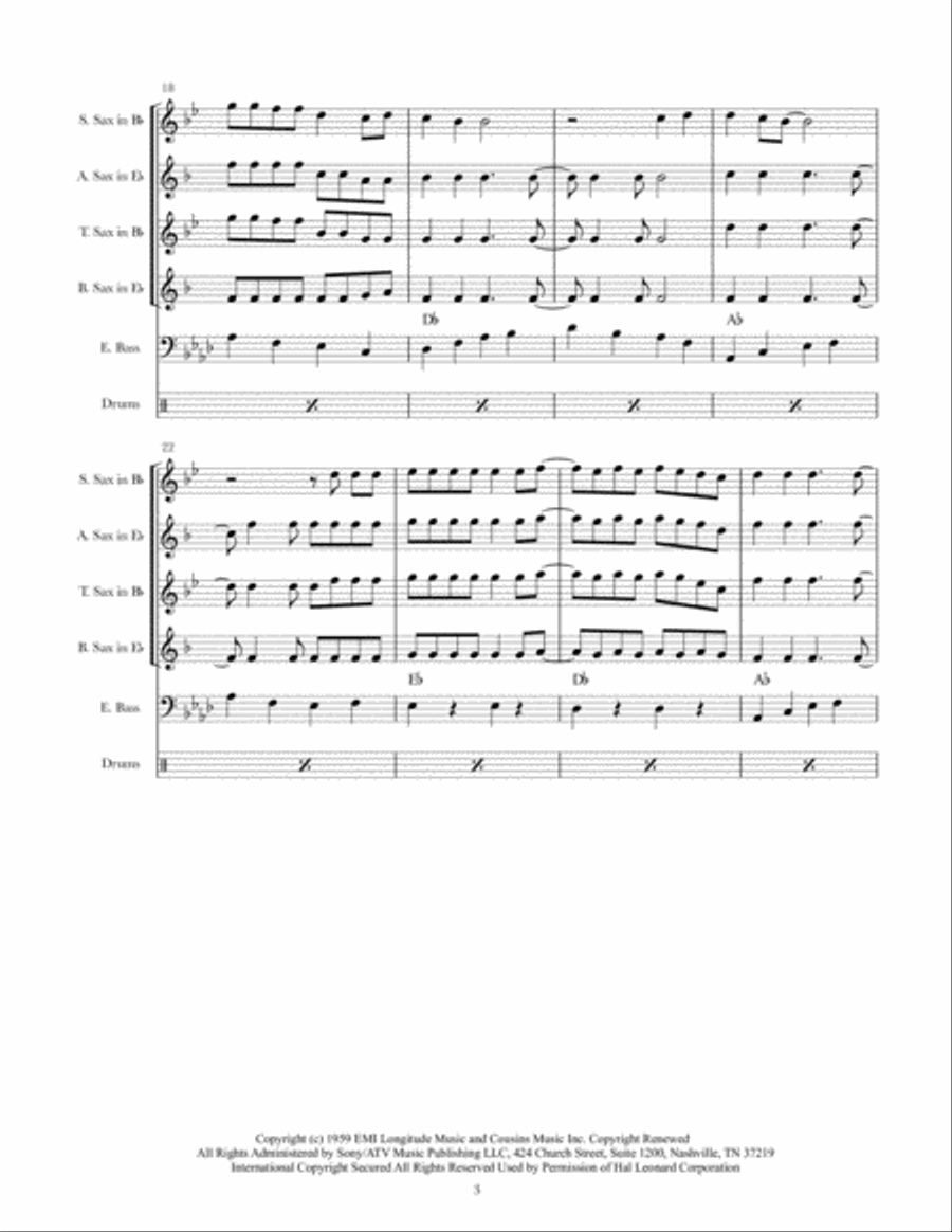 Barbara Ann Saxophone Quartet scores gallery preview page 3