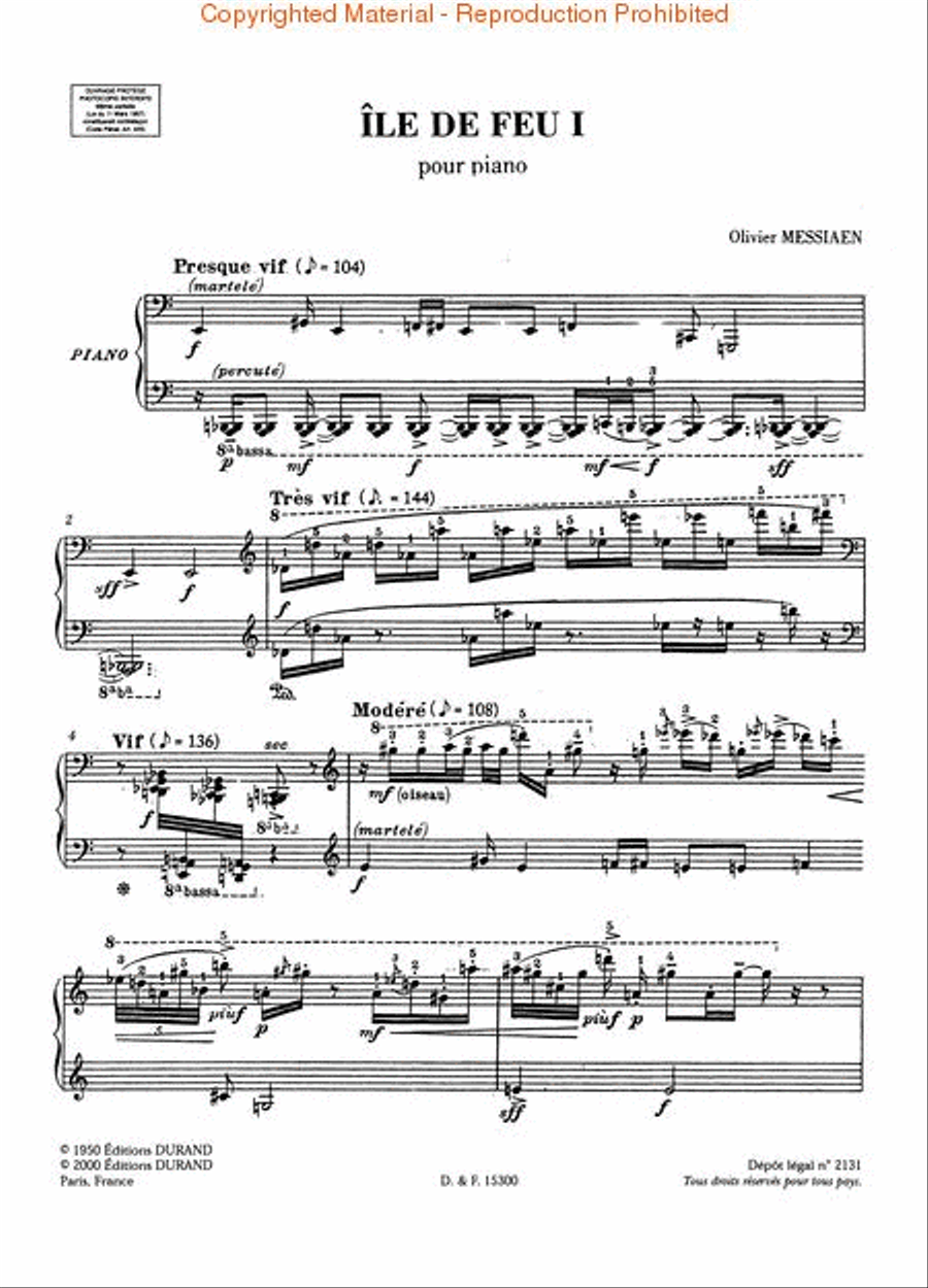 Île de Feu No. 1 (Rhythmic Etude No. 1) Piano Method scores gallery preview page 3