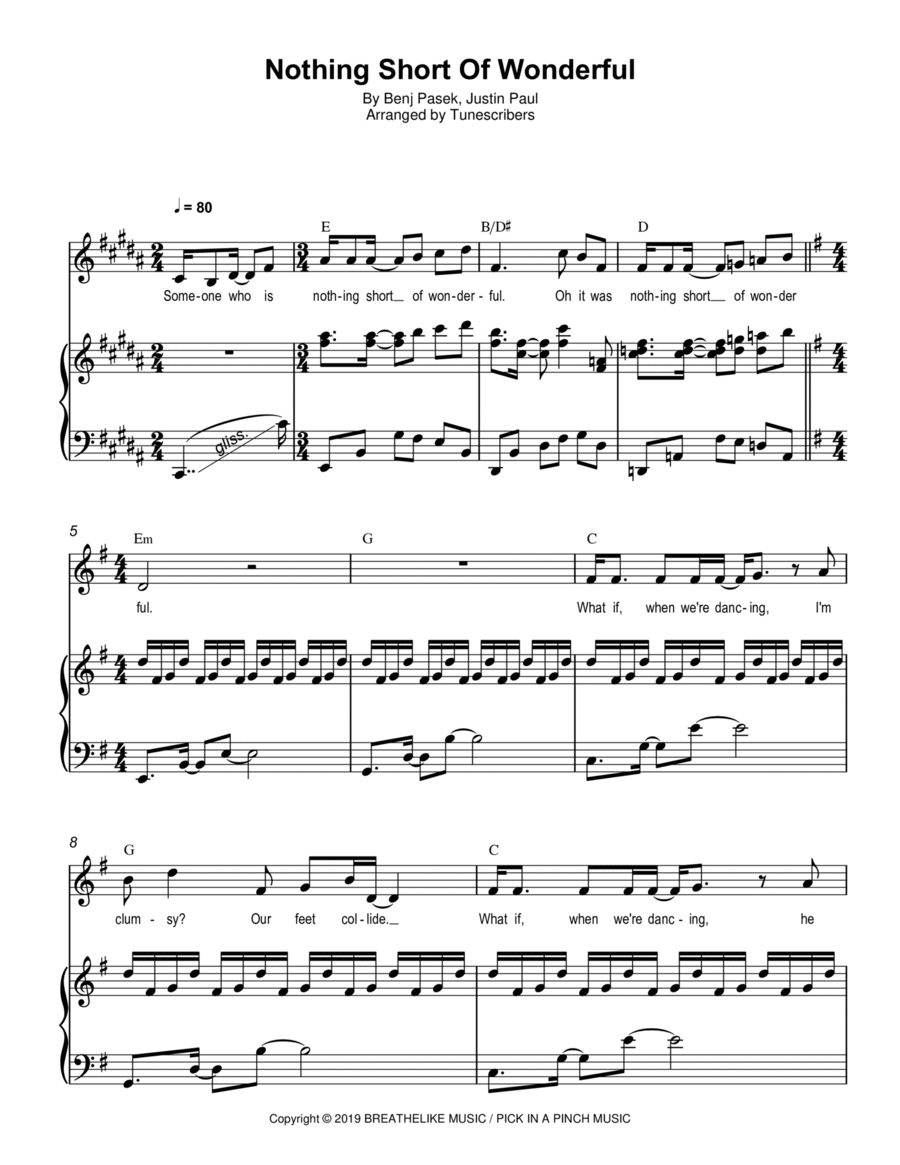 Nothing Short Of Wonderful Voice scores gallery preview page 1