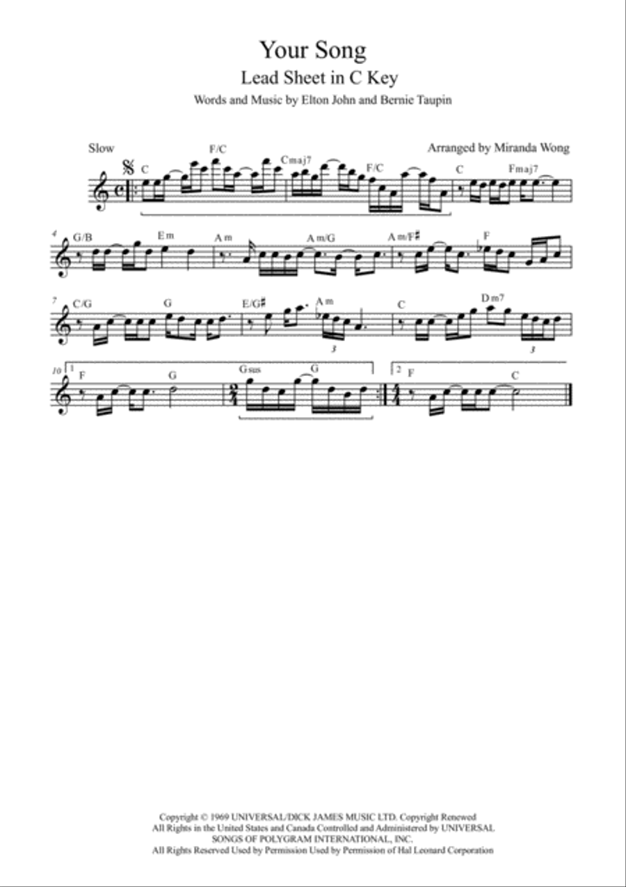 Your Song Small Ensemble scores gallery preview page 1