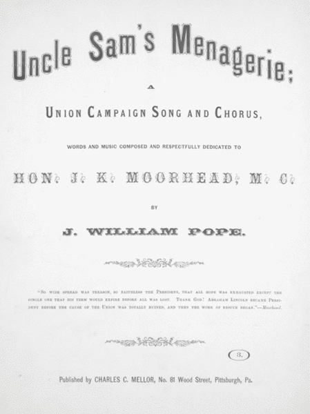 Uncle Sam's Menagerie; Union Campaign Song and Chorus