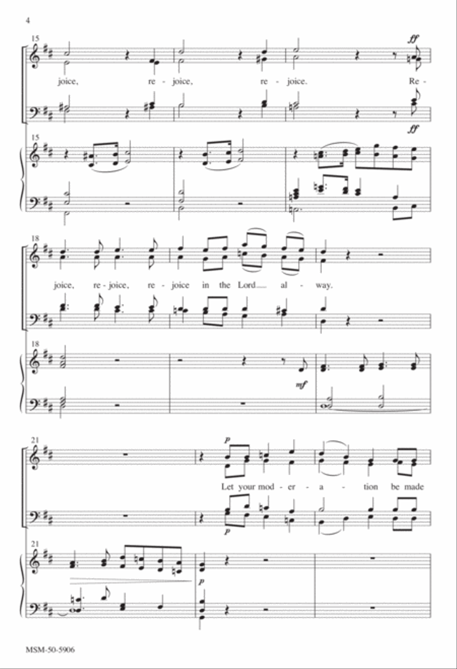 Rejoice in the Lord Alway 4-Part scores gallery preview page 4