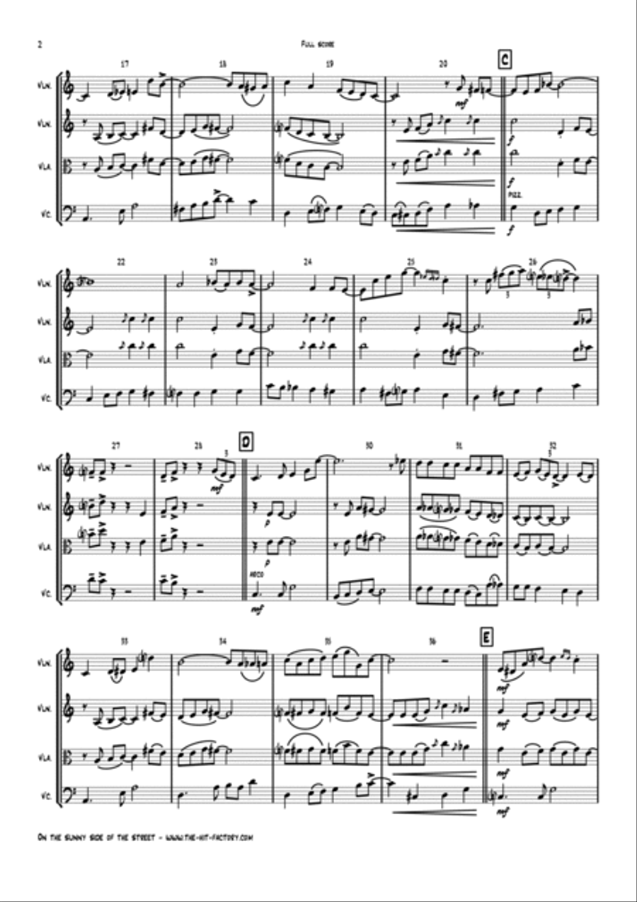 On The Sunny Side Of The Street String Trio scores gallery preview page 2