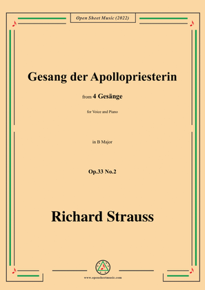Richard Strauss-Gesang der Apollopriesterin,in B Major