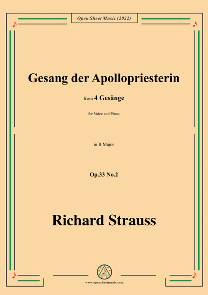 Richard Strauss-Gesang der Apollopriesterin,in B Major image number null