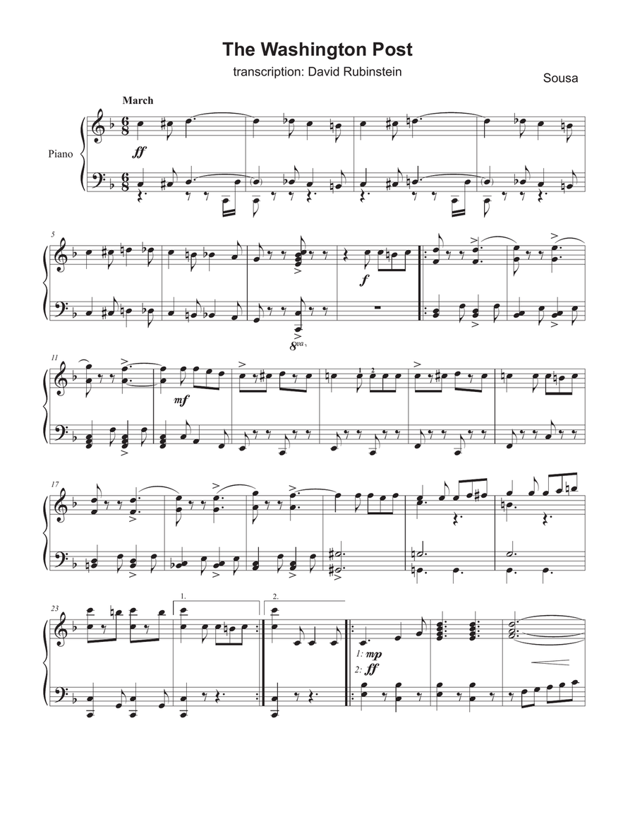 The Washington Post (march) Piano Solo scores gallery preview page 2