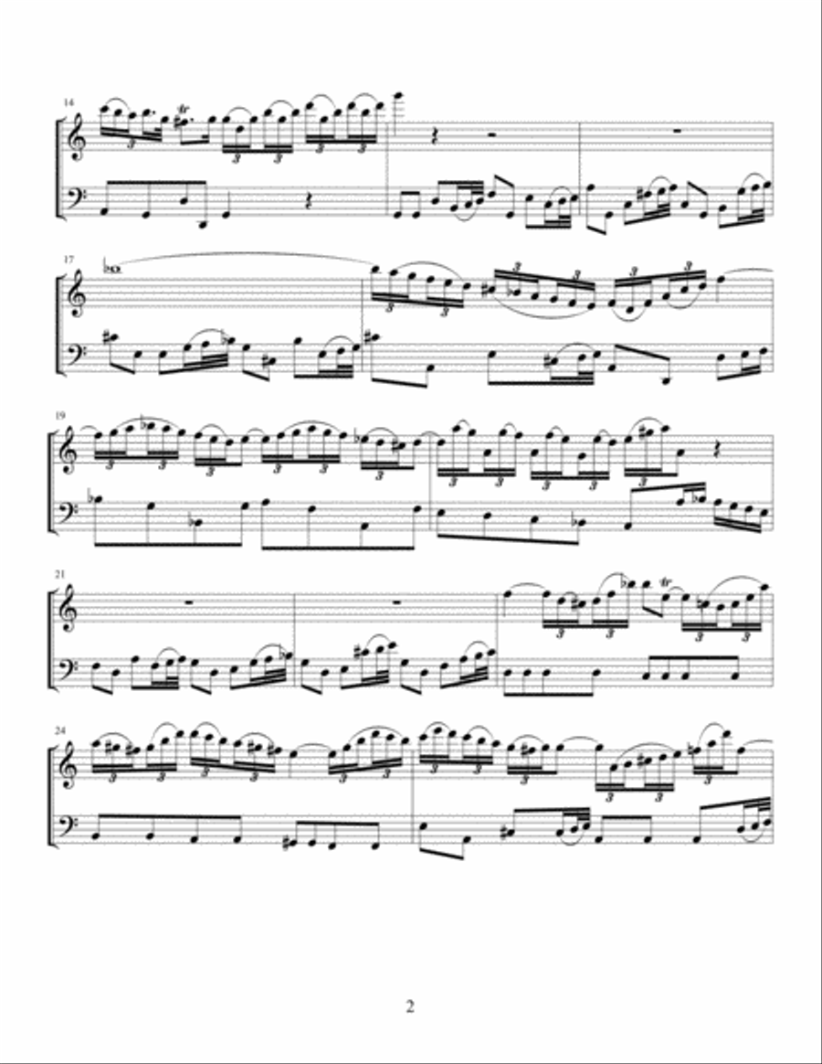 Violin Concerto in A Minor, BWV 1041 Second Movement String Duet scores gallery preview page 3
