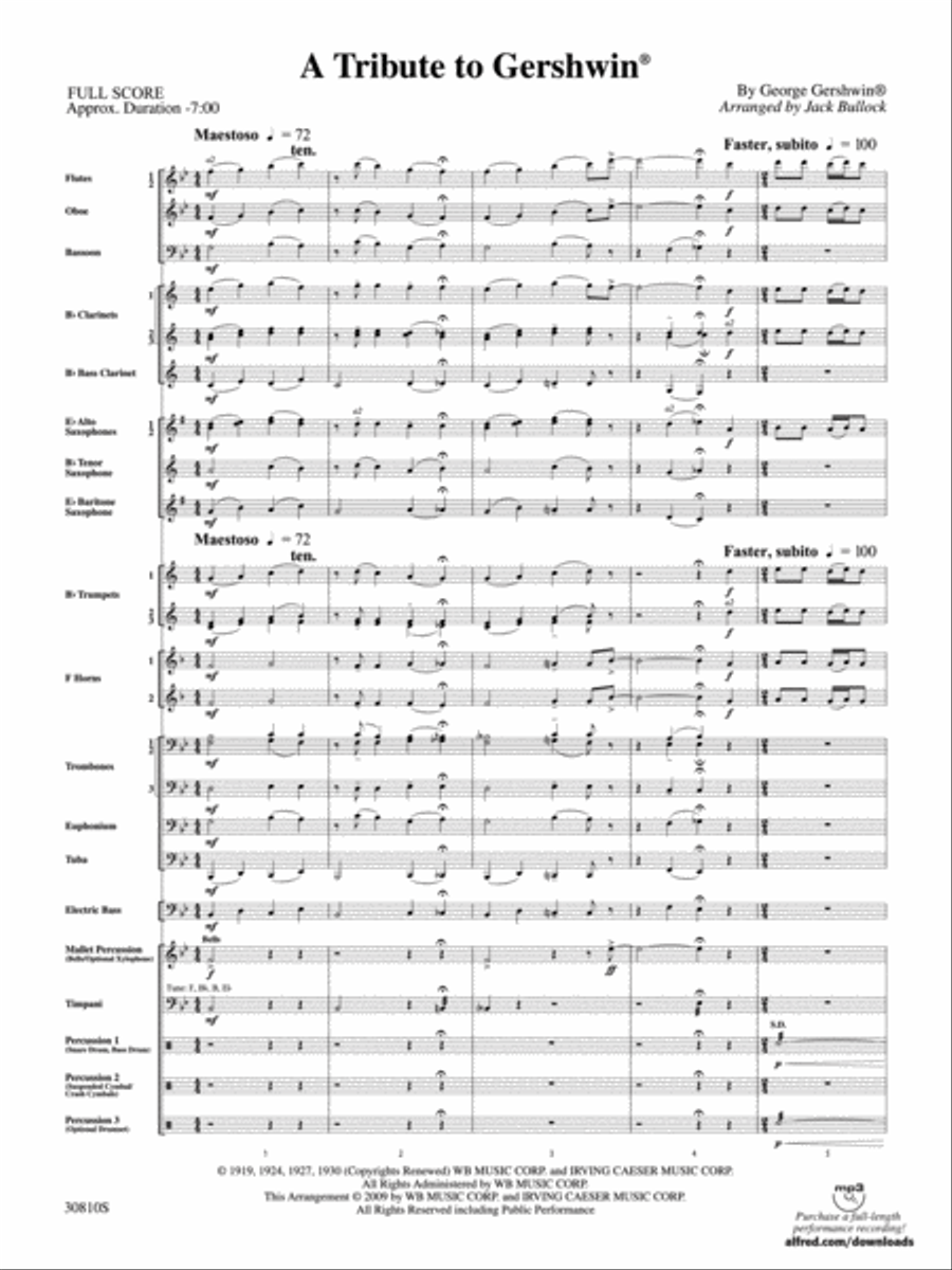 A Tribute to Gershwin Concert Band scores gallery preview page 2