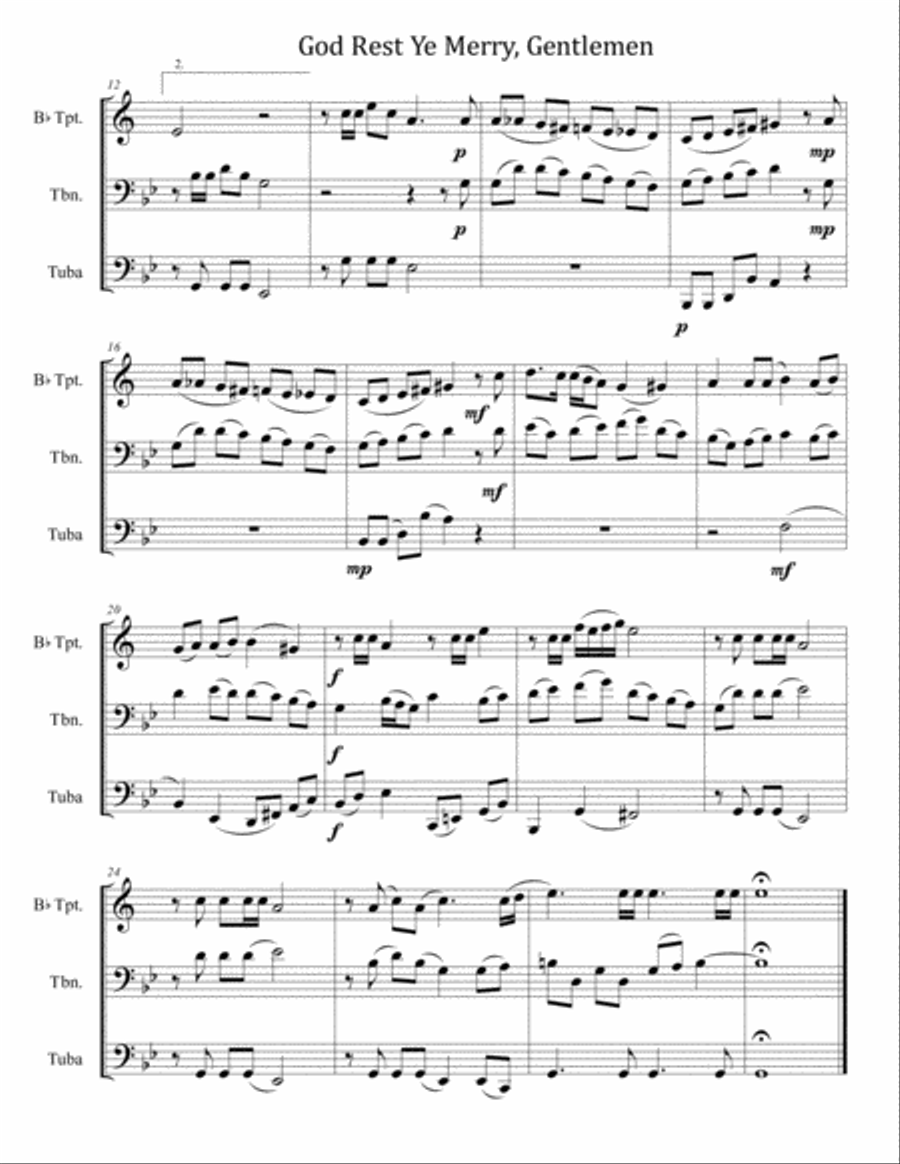 God Rest Ye Merry, Gentlemen for Brass Trio (Trumpet, Trombone, Tuba) Brass Trio scores gallery preview page 2