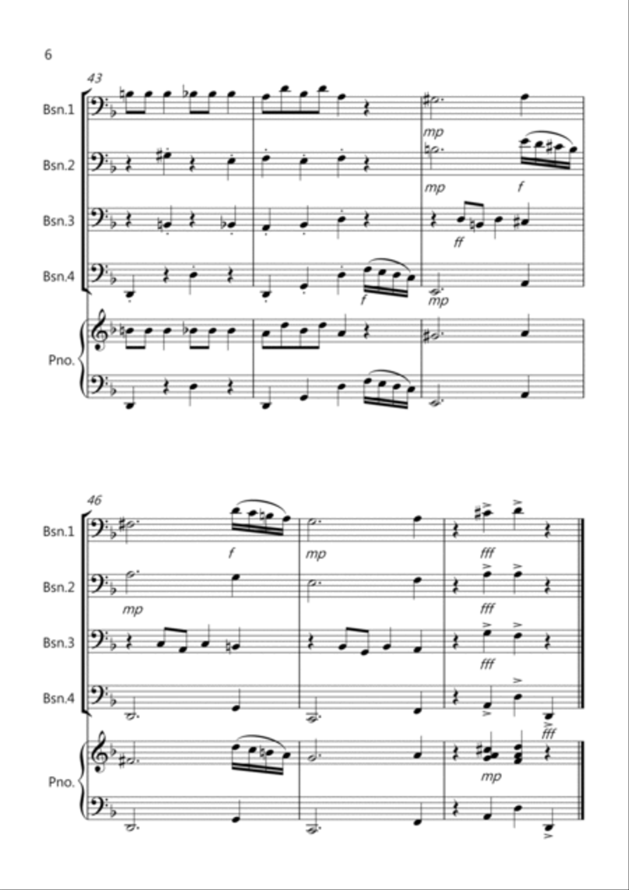 Dance of the Sugar Plum Fairy (fantasia from Nutcracker) for Bassoon Quartet Bassoon Quartet scores gallery preview page 6