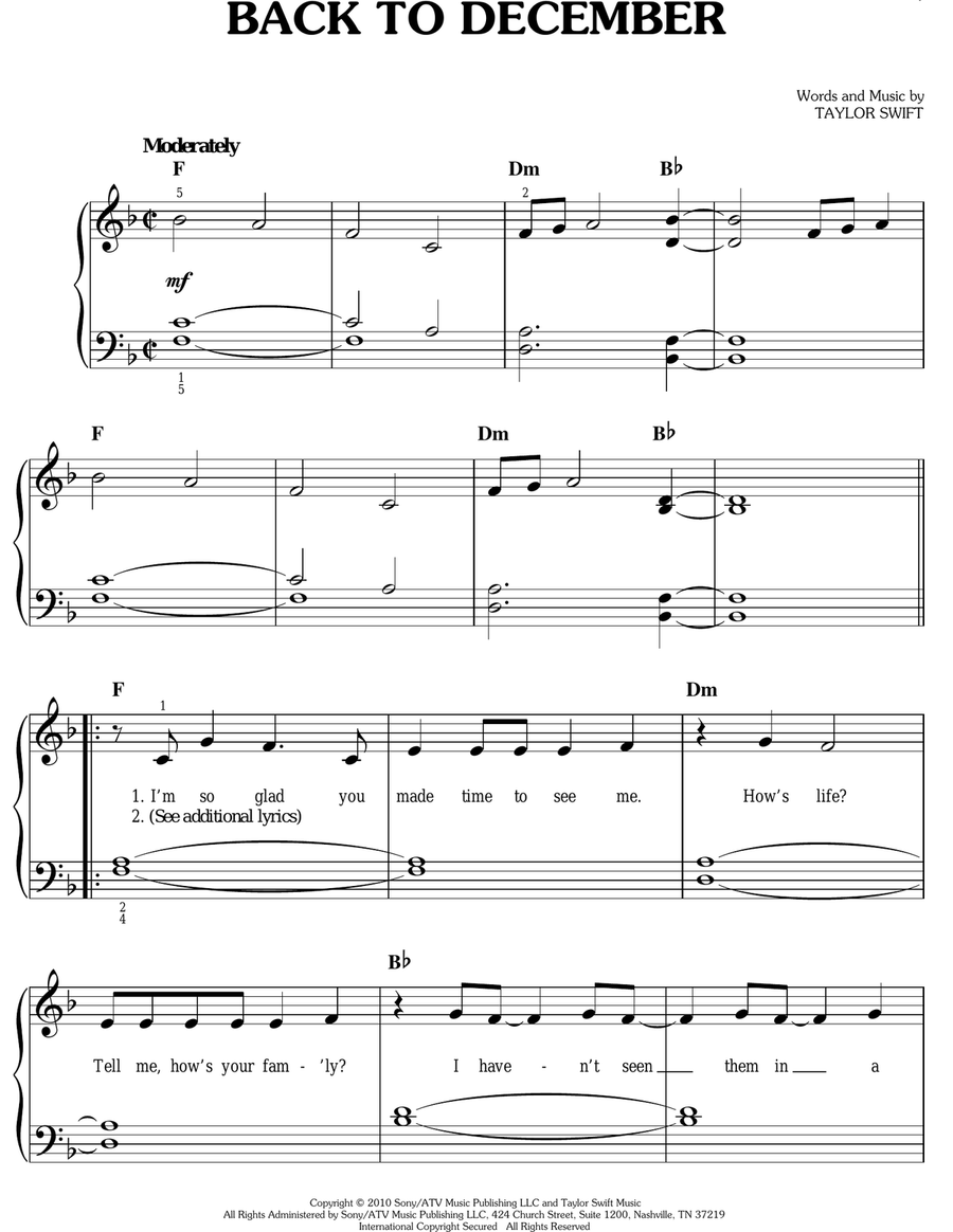 Back To December Voice scores gallery preview page 1