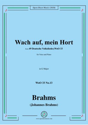 Brahms-Wach auf,mein Hort,WoO 33 No.13,in G Major,for Voice&Piano