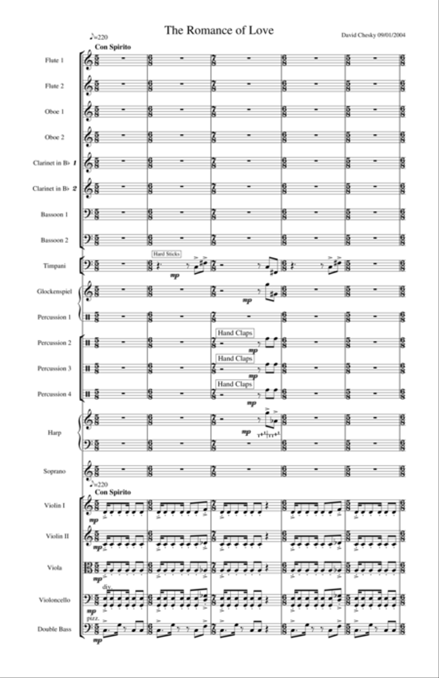 The Romance of Love Full Orchestra scores gallery preview page 1