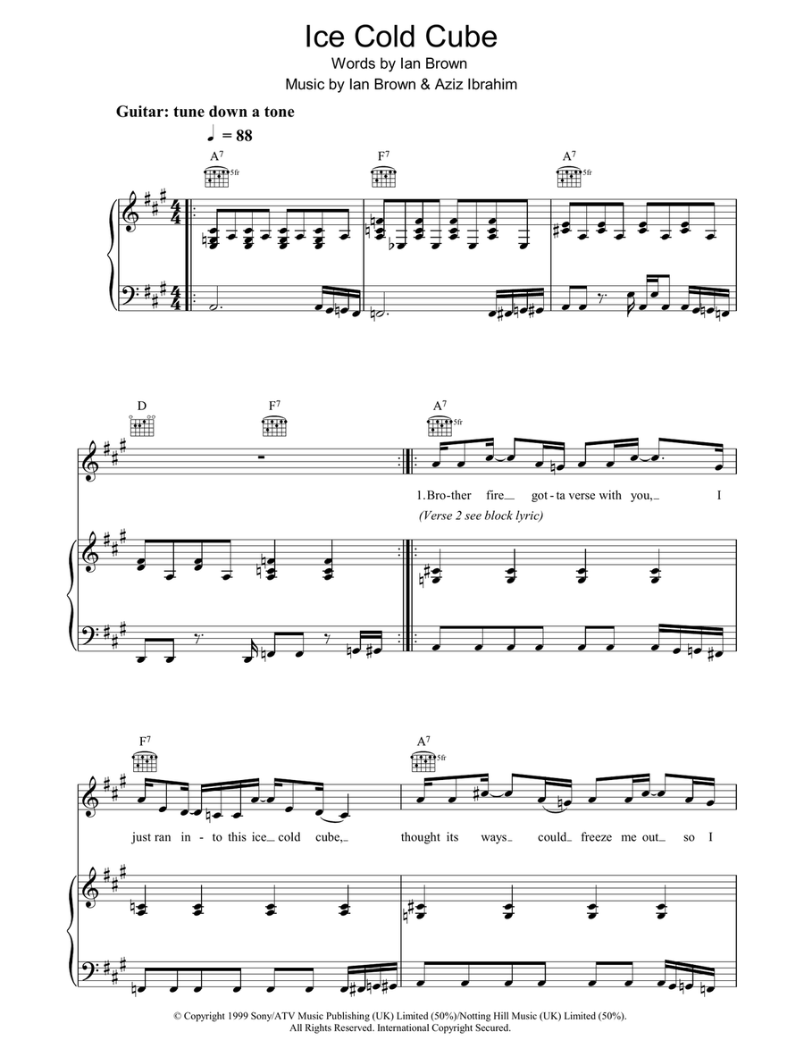 Ice Cold Cube Piano, Vocal, Guitar scores gallery preview page 1