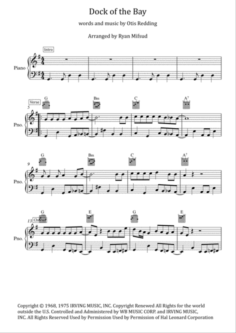 (Sittin' On) The Dock Of The Bay Small Ensemble scores gallery preview page 1