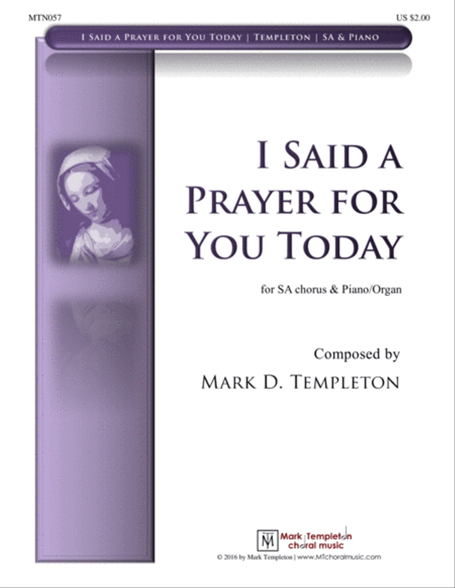 I Said a Prayer for You Today (SA) SA scores gallery preview page 1
