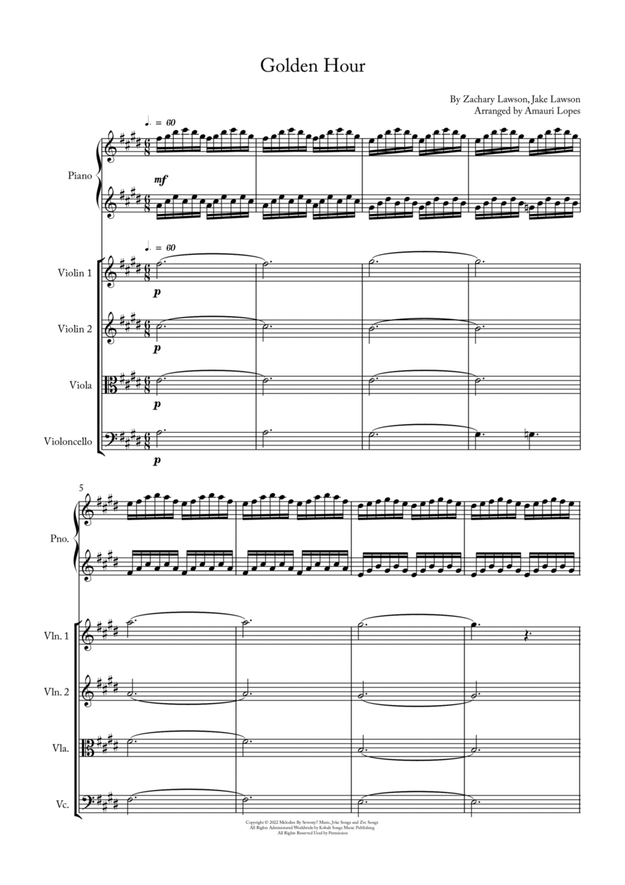 Golden Hour String Quartet scores gallery preview page 1