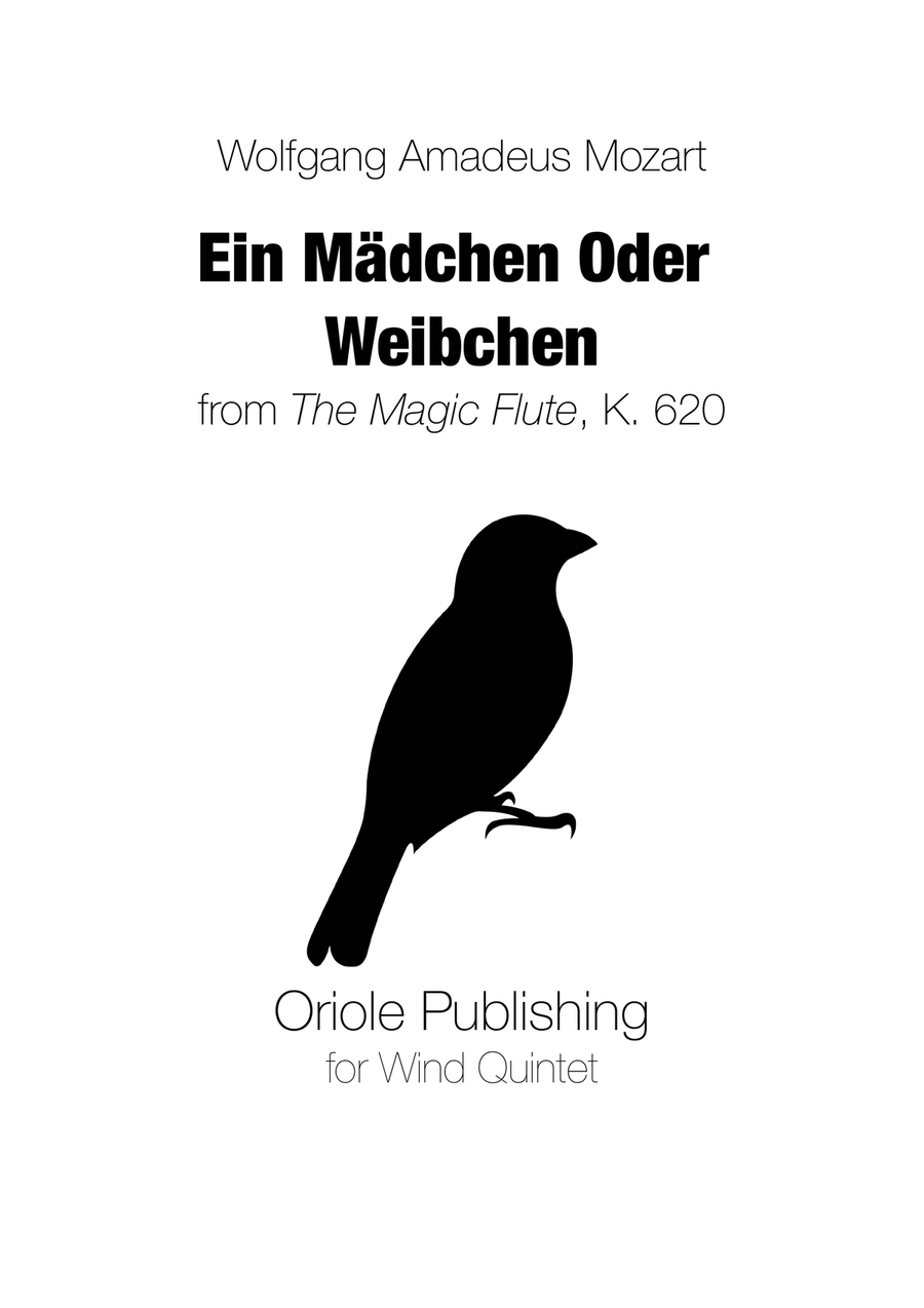 Mozart - Ein Mädchen oder Weibchen for Wind Quintet Woodwind Quintet scores gallery preview page 1