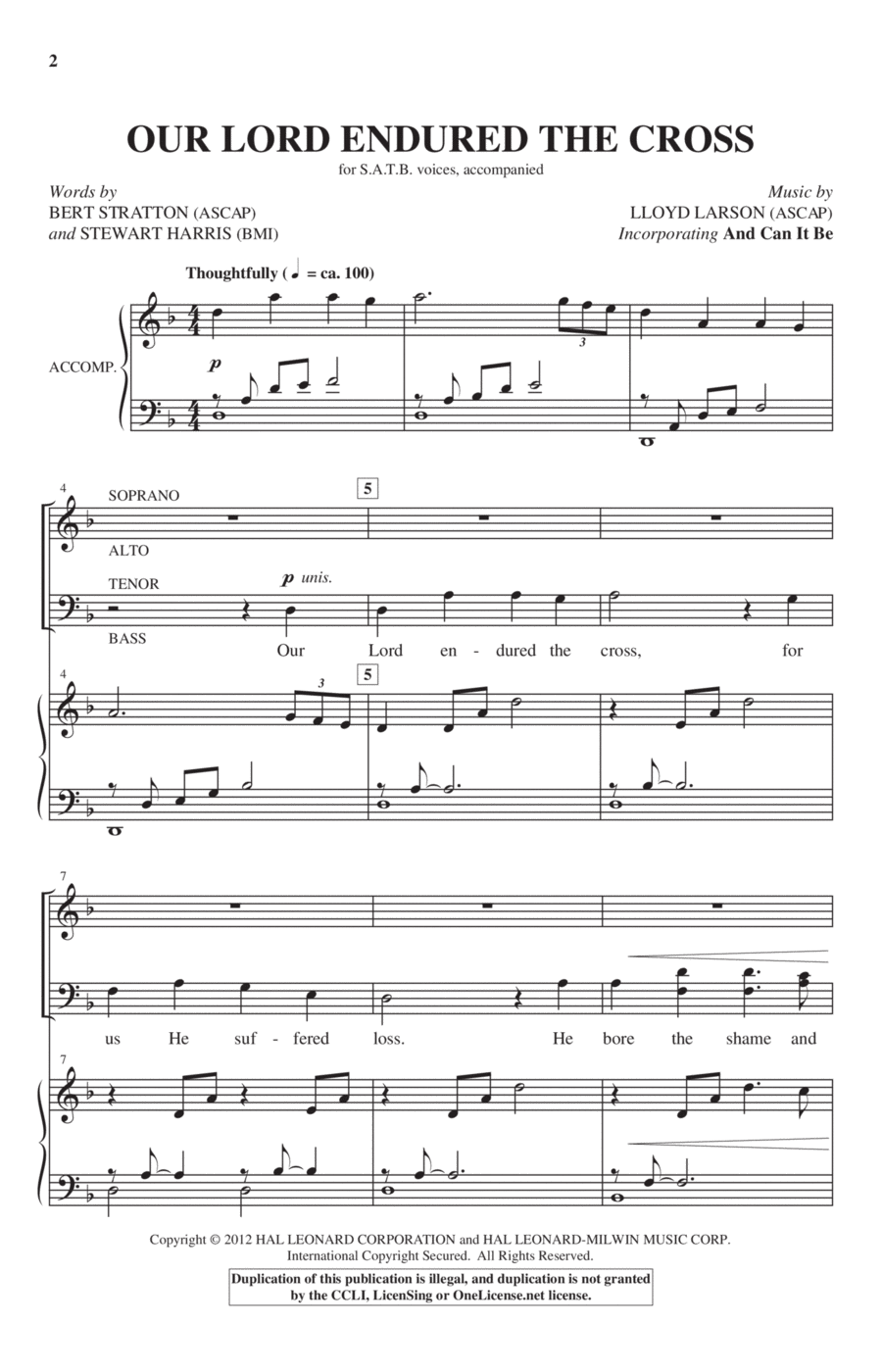 Our Lord Endured The Cross 4-Part scores gallery preview page 1