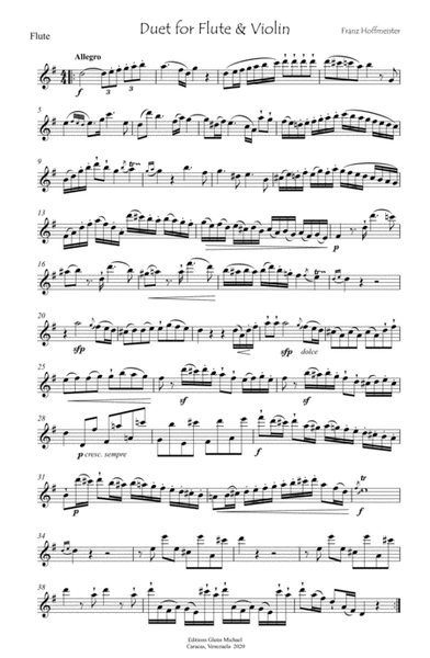 Hoffmeister Duet for Flute & Violin in G image number null