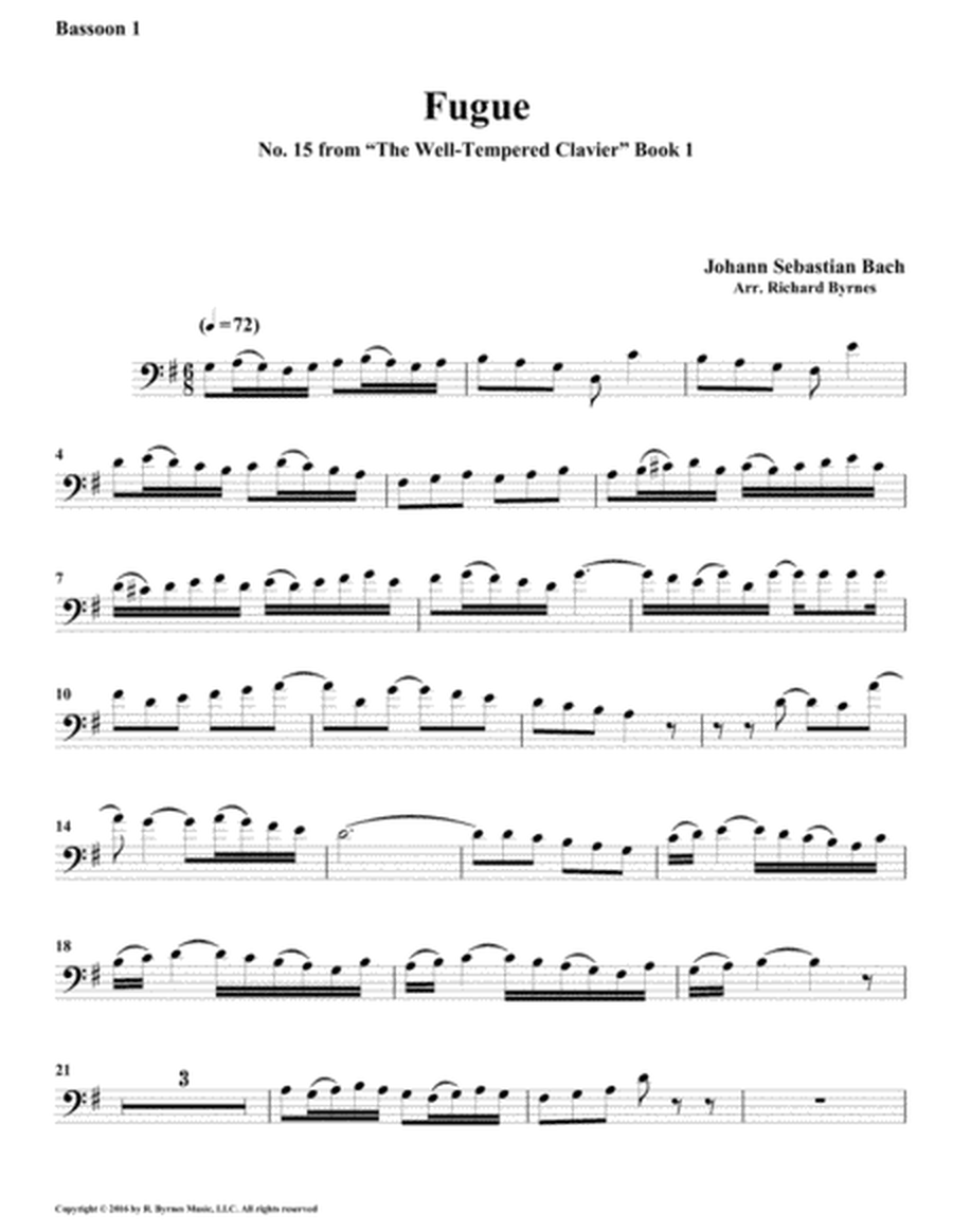 Fugue 15 from Well-Tempered Clavier, Book 1 (Bassoon Quartet) image number null