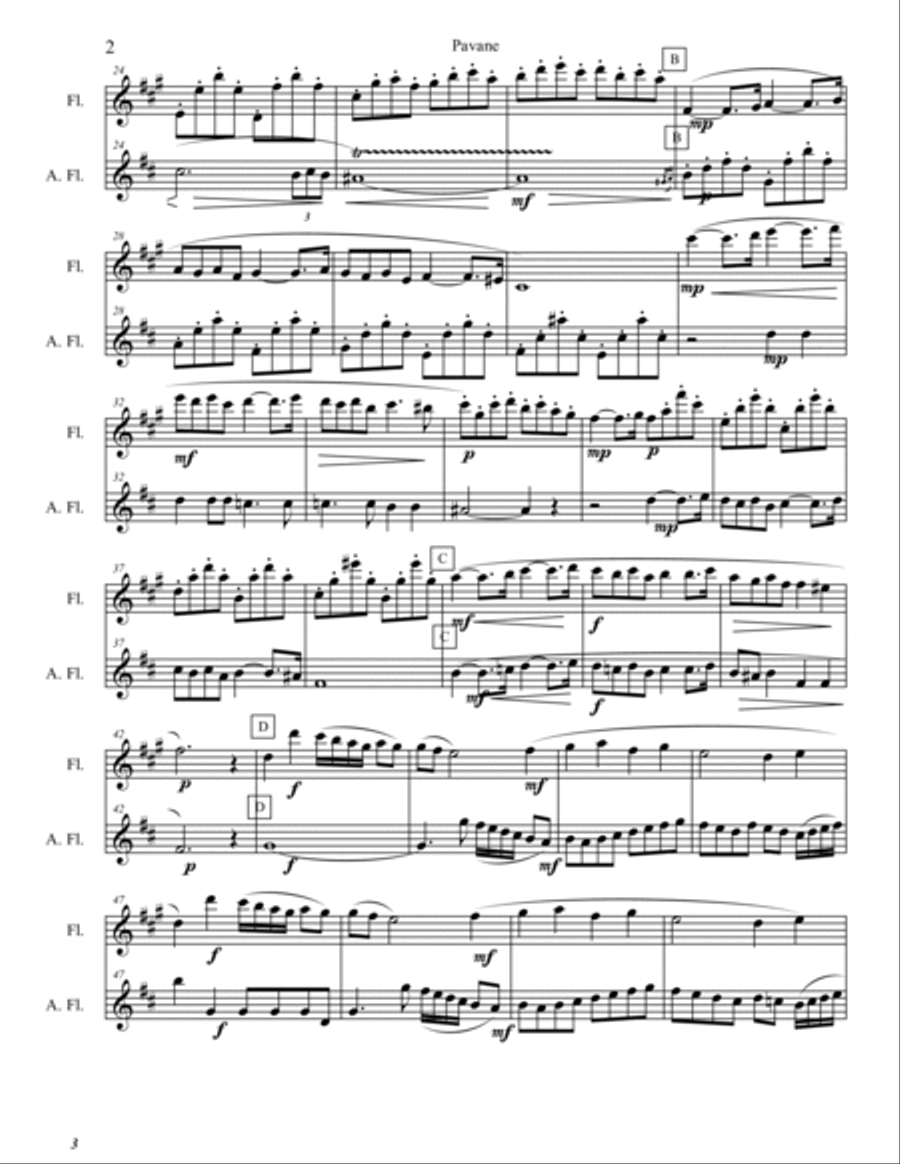 Pavane for Flute and Alto Flute Woodwind Duet scores gallery preview page 3