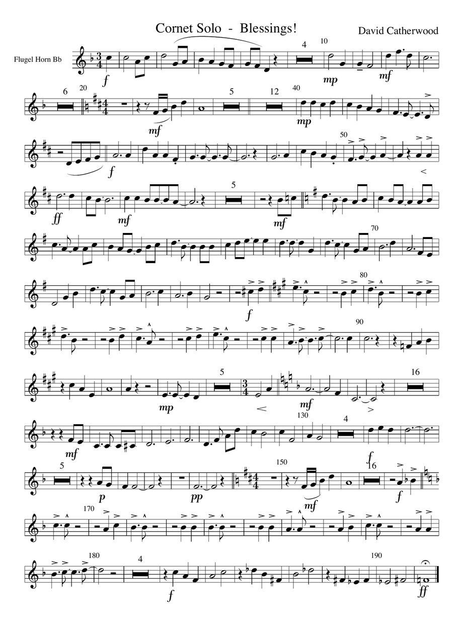 Cornet Solo - with brass band accompaniment 'Blessings!' by David Catherwood Brass Band scores gallery preview page 6