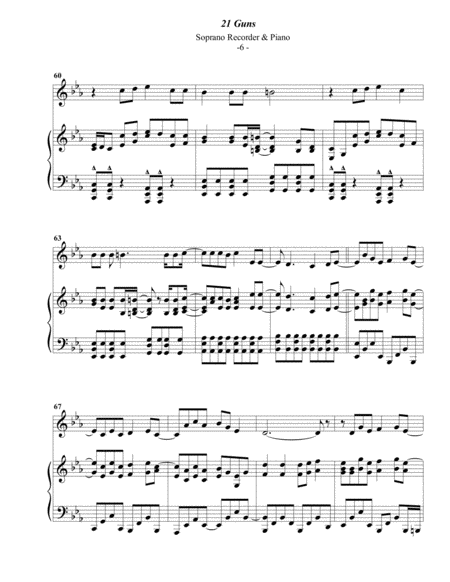 Green Day: 21 Guns for Soprano Recorder & Piano image number null