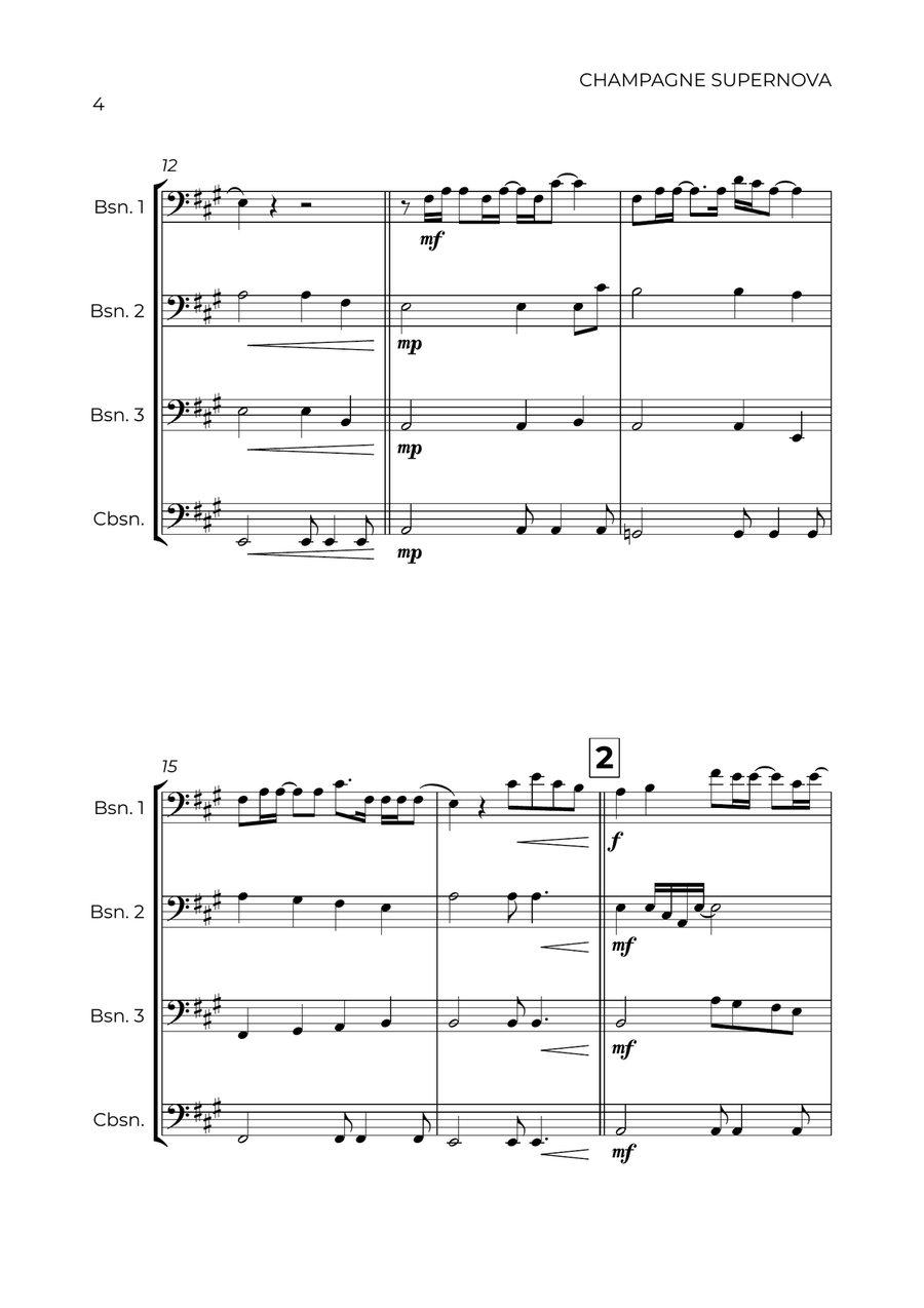Champagne Supernova Champagne Supernova Bassoon Quartet scores gallery preview page 4