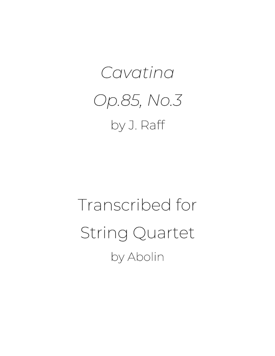 Raff: Cavatina, Op.85, No.3 - String Quartet String Quartet scores gallery preview page 1