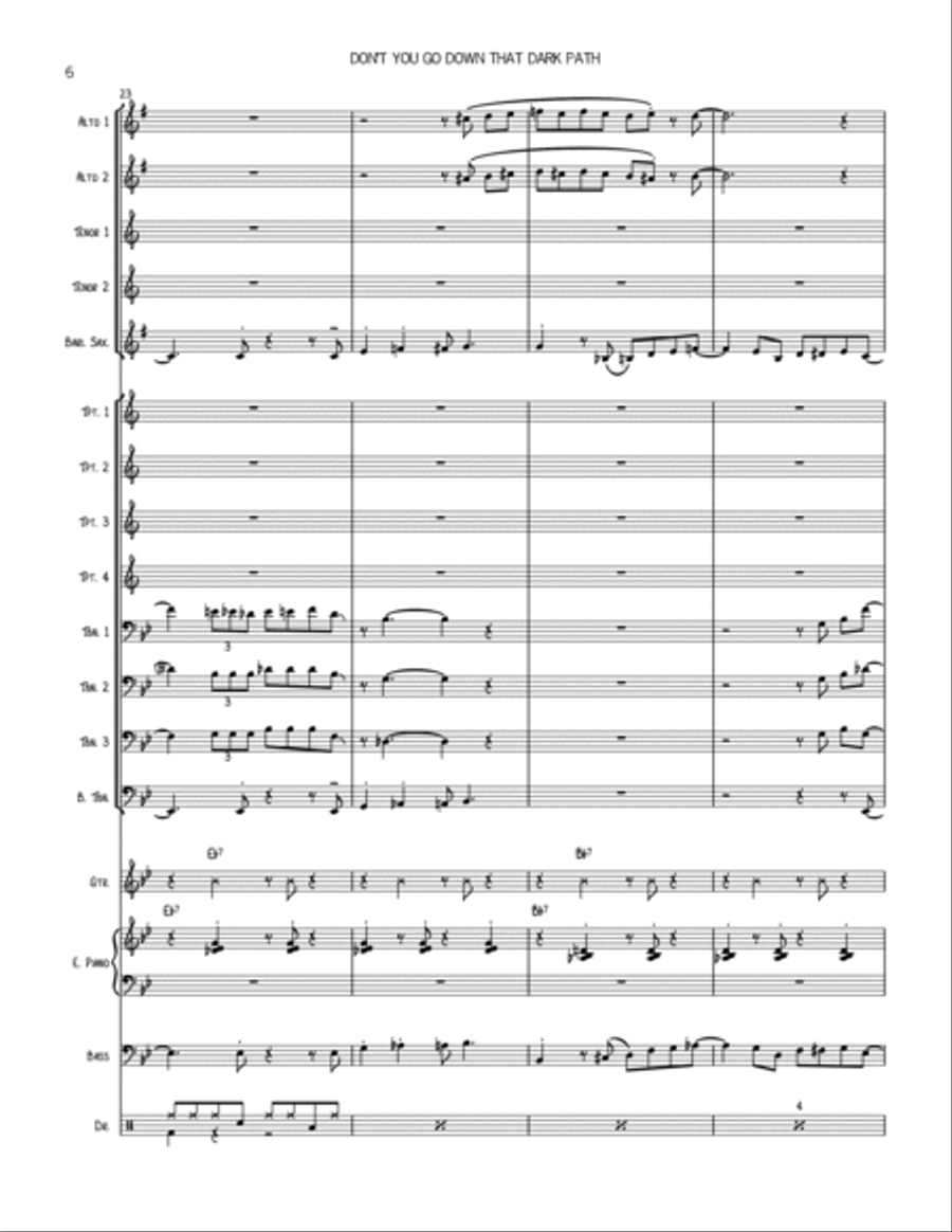 Don't You Go Down That Dark Path Jazz Ensemble scores gallery preview page 6