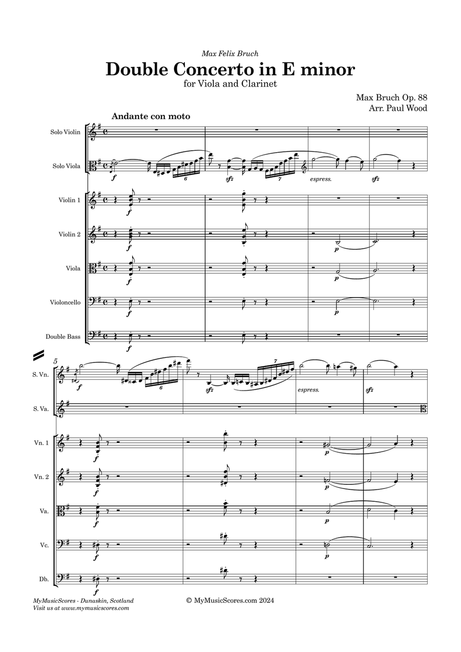 Bruch Double Concerto Op. 88 in E minor for Violin Viola and String Orchestra String Orchestra scores gallery preview page 2