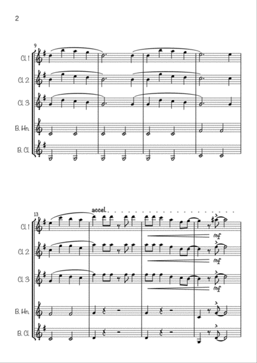 Jingle Bells Jazzy (Clarinet Quintet) Clarinet Quintet scores gallery preview page 2