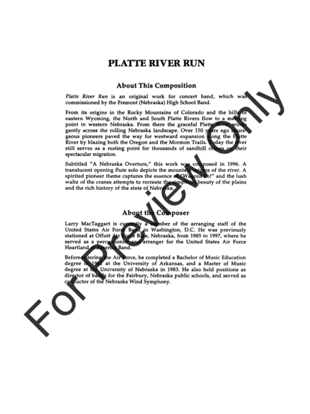 Platte River Run - Full Score