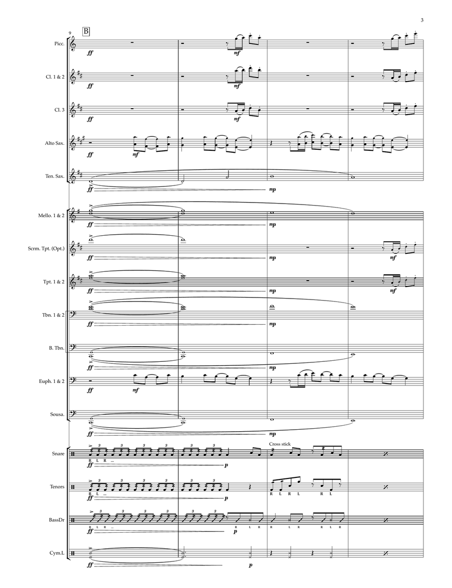 Up On The Green Hill From Sonic The Hedgehog Green Hill Zone Marching Band scores gallery preview page 3