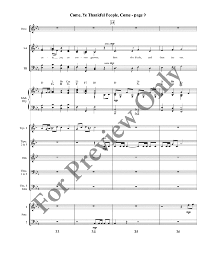 Come, Ye Thankful People, Come Orchestraton Brass Ensemble scores gallery preview page 11