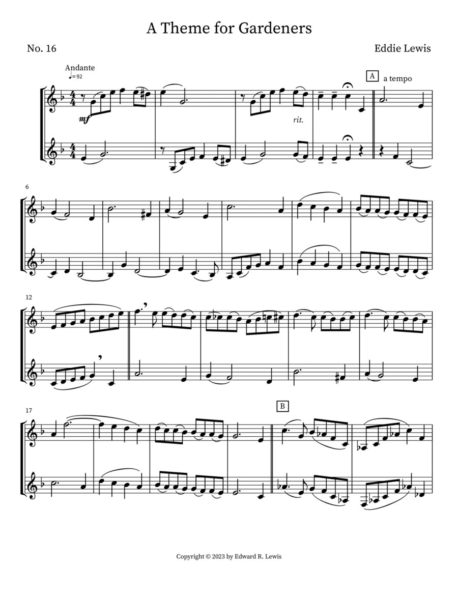 A Theme for Gardeners Score and Parts scores gallery preview page 1